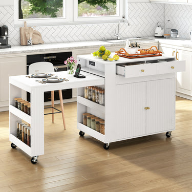 180 CM Kitchen Island with Extendable Table and Drawers