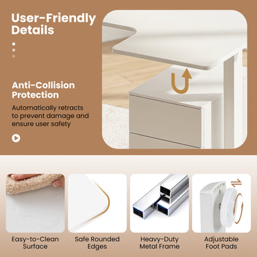 L-Shaped Electric Standing Desk, 140 x 85 CM/160 x 85 CM Height Adjustable Computer Table with Memory Controller and Side Hooks