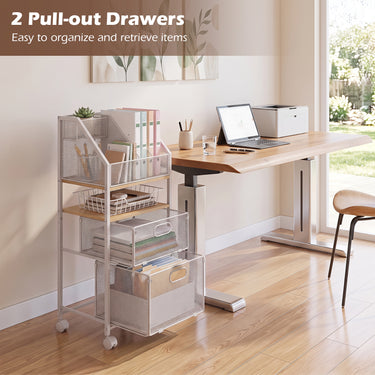 Rolling File Utility Cart with 2 Drawers and Lockable Wheels for Home Office