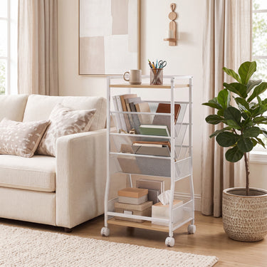 Rolling File Utility Cart with 2 Drawers and Wooden Top for Home Office