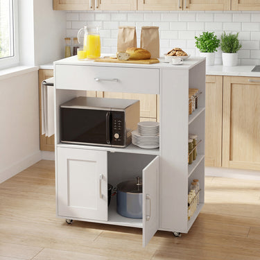 Rolling Kitchen Serving Trolley with 3 Spice Racks for Kitchen