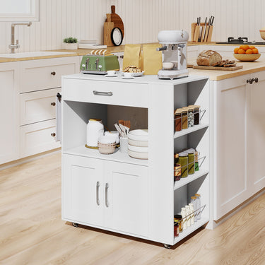 Rolling Kitchen Serving Trolley with 3 Spice Racks for Kitchen