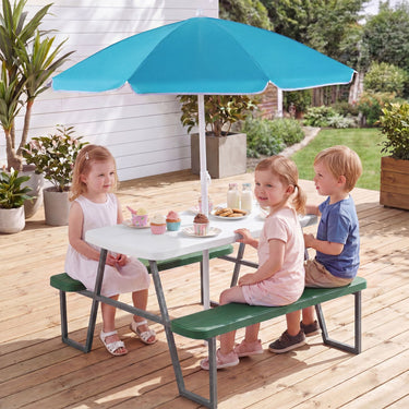 Kids Picnic Table with Benches and Umbrella Seats 4 for Lawn Garden Patio