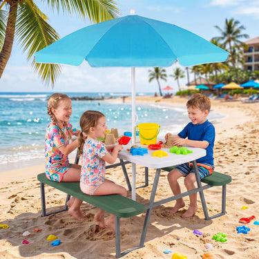 Kids Picnic Table with Benches and Umbrella Seats 4 for Lawn Garden Patio
