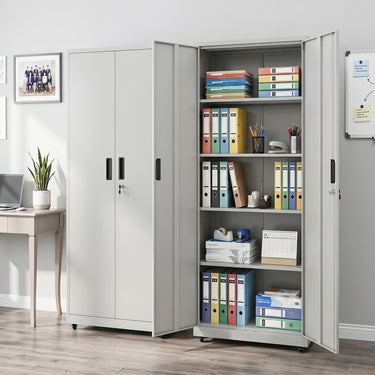 Lockable File Cabinet with 4 Wheels 2 Locks and Anti Tipping Kits