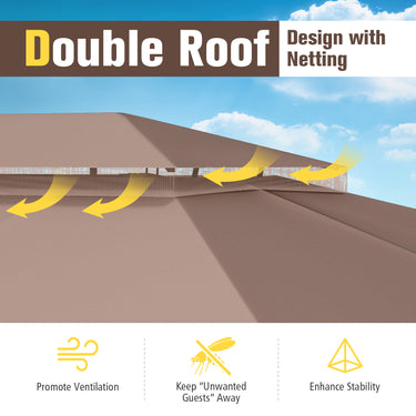 Double-Roof Canopy Tent with Mesh Netting and Soft Fabric Top