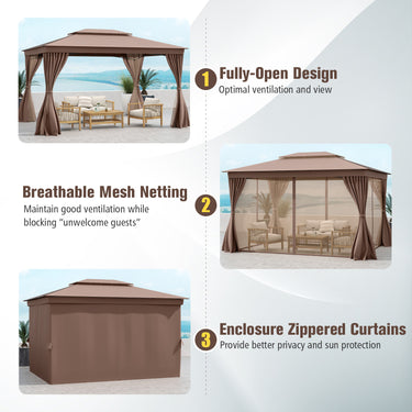 Double-Roof Canopy Tent with Mesh Netting and Soft Fabric Top