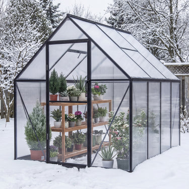 190 x 130 x 200 cm Polycarbonate Greenhouse with Adjustable Roof Vent