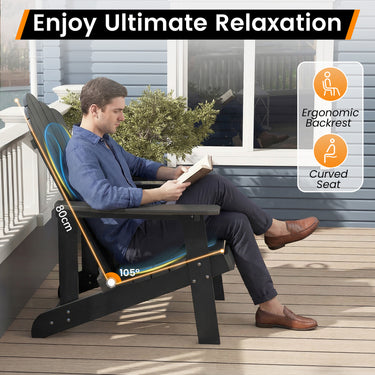 Adirondack Chair with Cup Holder, Outdoor Patio Weather Resistant Adirondack Chair