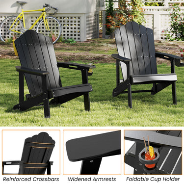 Adirondack Chair with Cup Holder, Outdoor Patio Weather Resistant Adirondack Chair