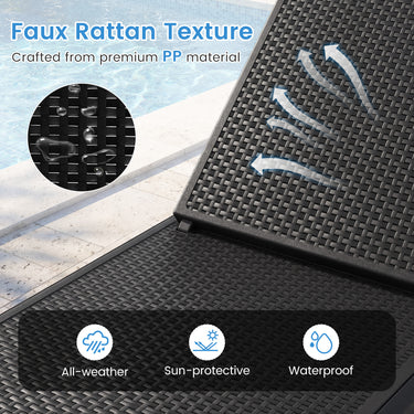Outdoor Chaise Lounger Chair, 3-Position Reclining Chair with Waterproof Rattan Textured PP Surface