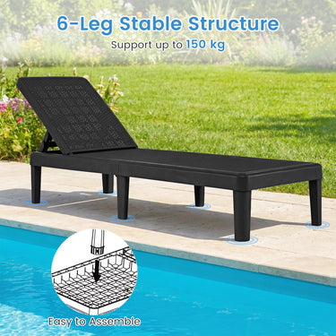 Outdoor Chaise Lounger Chair, 3-Position Reclining Chair with Waterproof Rattan Textured PP Surface