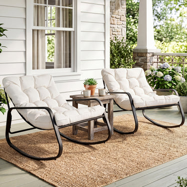 Large Outdoor Lounge Chair Rocking with Thick Cushion for Garden