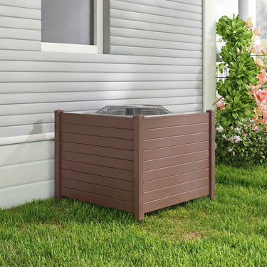 122 x 95 cm Air Conditioner Fence 2 Panels with Metal Stakes No Dig Enclosure