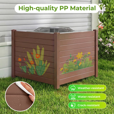 122 x 95 cm Air Conditioner Fence 2 Panels with Metal Stakes No Dig Enclosure