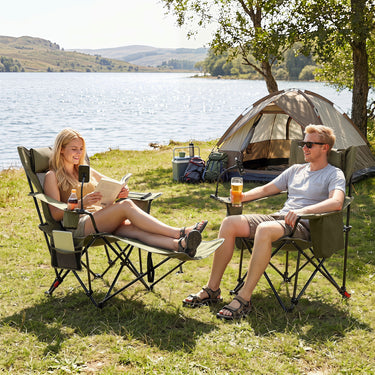 2-in-1 Camping Chair with Detachable Footrest and 3-Level Backrest