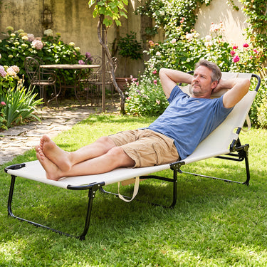 Folding Sun Lounger Foldable Beach Sun Lounger with Adjustable Backrest