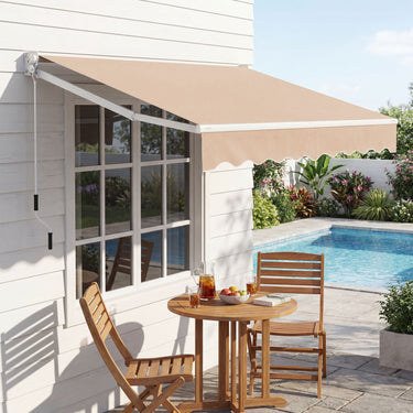 2.5 x 2/2.95M Patio Folding Arm Awning, Retractable Sunshade Shelter w/Manual Crank Handle