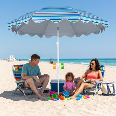 Beach Umbrella with Tilt Sand Anchor UPF 50 and 8 Ribs