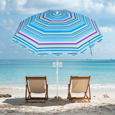 Beach Umbrella with Tilt Sand Anchor UPF 50 and 8 Ribs