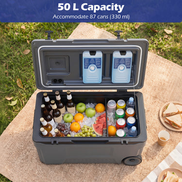 50 L Insulated Hard Cooler with Wheels and Handles for Camping Fishing