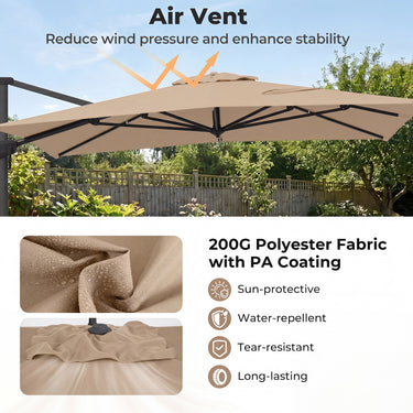 Heavy Duty Offset Umbrella with Crank Lift for Pool Deck
