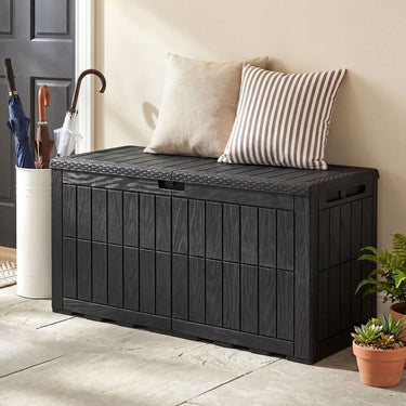 380L All Weather Patio Bench Storage Box Waterproof for Garden Tools