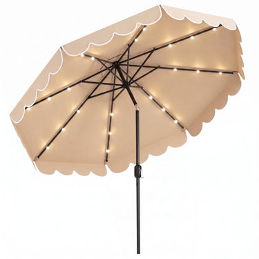 3m Solar Patio Umbrella with 24 LED Lights Vented Top and Ruffles
