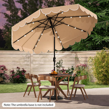 3m Solar Patio Umbrella with 24 LED Lights Vented Top and Ruffles