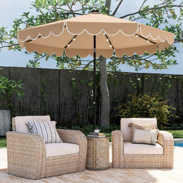 3m Solar Patio Umbrella with 24 LED Lights Vented Top and Ruffles