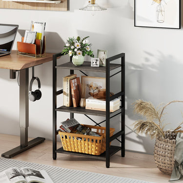 Narrow Freestanding Display Shelf Industrial Bookcase for Office Home