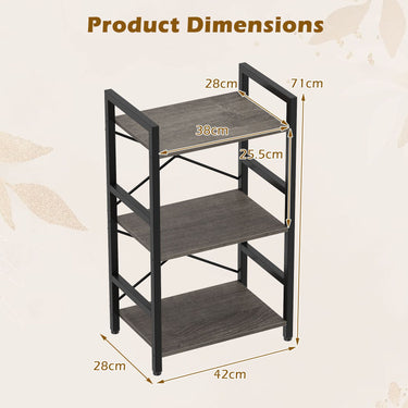 Narrow Freestanding Display Shelf Industrial Bookcase for Office Home