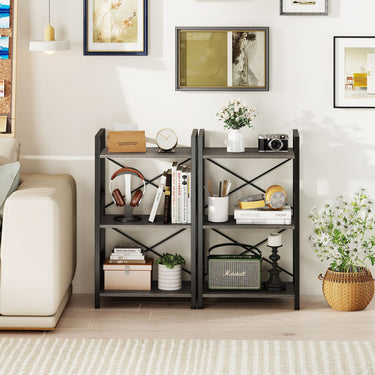 Narrow Freestanding Display Shelf Industrial Bookcase for Office Home