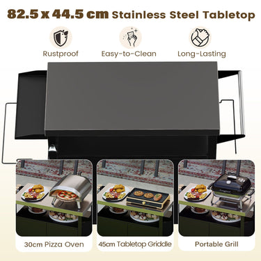 Outdoor Grill Cart and Food Prep Station with Stainless Steel Top