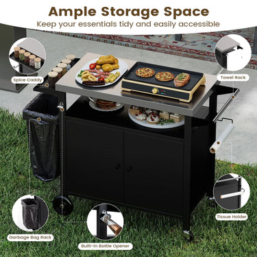Outdoor Grill Cart and Food Prep Station with Stainless Steel Top