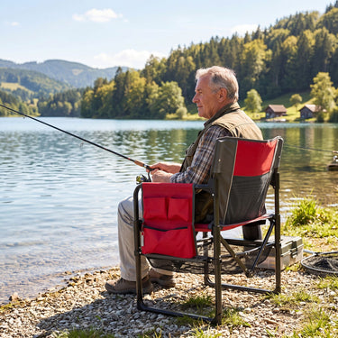 Heavy Duty Camping Chair with Cup Holder Side Pocket and Shelf for Adults