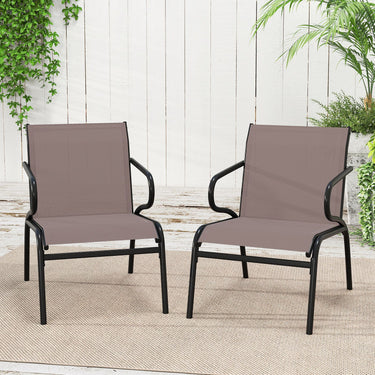 Outdoor Dining Chairs Set of 2 Patio Chairs with Ergonomic Backrest