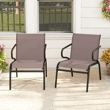 Outdoor Dining Chairs Set of 2 Patio Chairs with Ergonomic Backrest