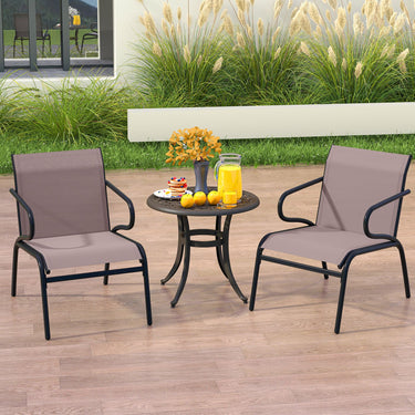 Outdoor Dining Chairs Set of 2 Patio Chairs with Ergonomic Backrest