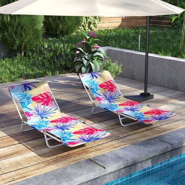 2 Pieces 5-position Outdoor Folding Chaise Lounge with Carry Strap for Patio