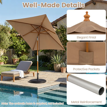 Rectangular Patio Umbrella with 3 Heights Push Button Tilt and Pulley Lift