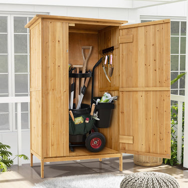 150x91cm Wooden Storage Cabinet for Garden with Lockable Door