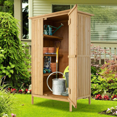 150x91cm Wooden Storage Cabinet for Garden with Lockable Door