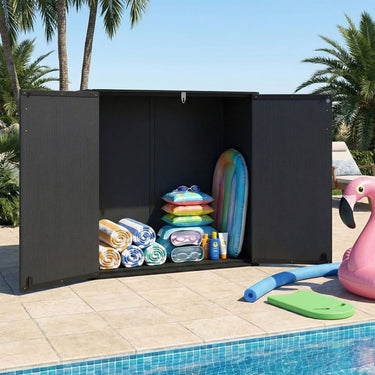 665 L Outdoor Storage Shed with Lockable Door and Waterproof Grooved Roof