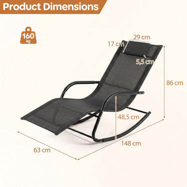 Patio Lounge Chair with Detachable Headrest and Curved Armrests for Garden
