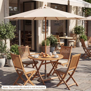 Patio Sunshade Umbrella with Pulley Lift and Bamboo Ribs