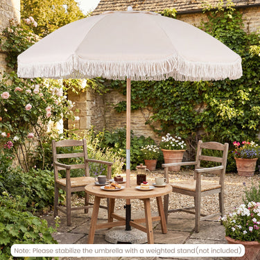Wood Pole Market Umbrella with 8 Ribs Air Vent for Yard or Poolside