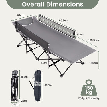 Portable Travel Toddler Cot Bed with Guardrail for Outdoor Indoor