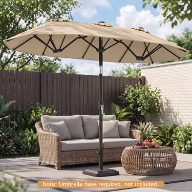 Rectangle Outdoor Market Umbrella with 12 Ribs for Pool Garden Deck