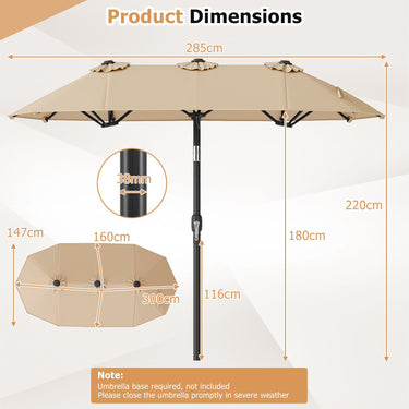 Rectangle Outdoor Market Umbrella with 12 Ribs for Pool Garden Deck